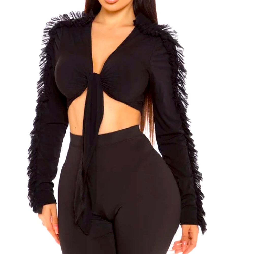 Keep Things Interesting Black Crop Top
